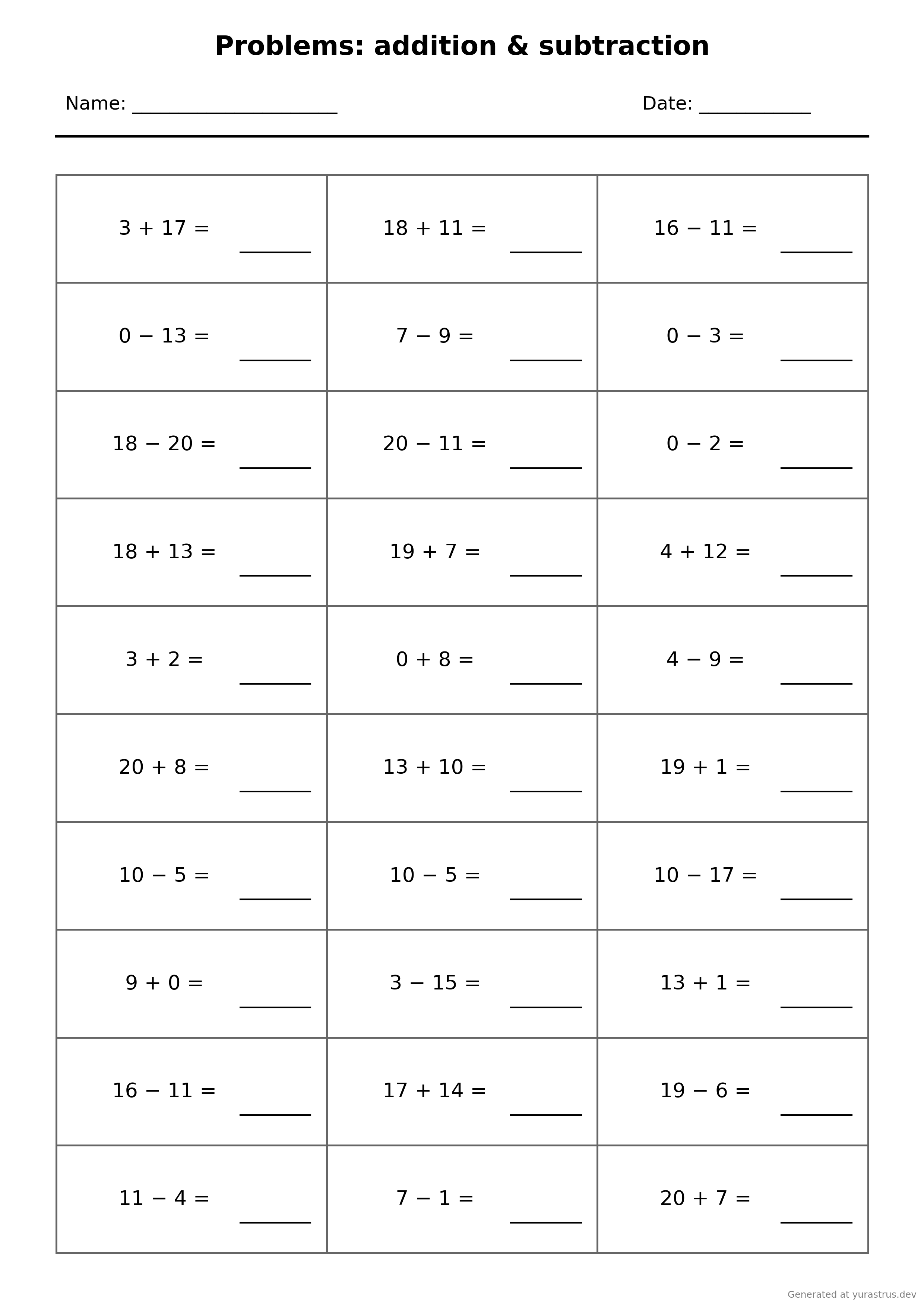 Arithmetic (addition & subtraction)